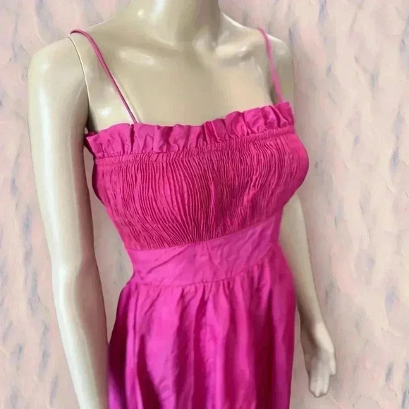 Vintage pink 80’s taffeta maxi dress matching shawl smocked top-Sm - Picture 8 of 14